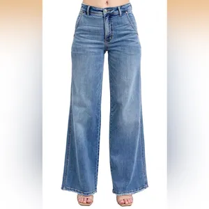 NWT Judy Blue Retro Wide Leg High‎ Waist Raw Hem Jeans size 15 / 32 thumbnail 8
