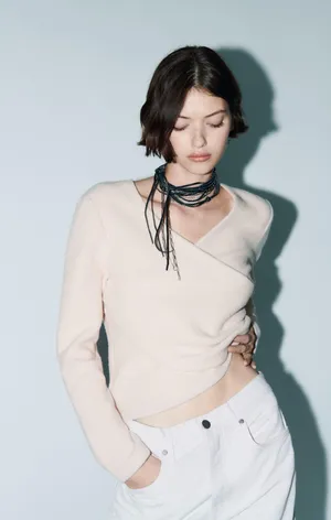 ZARA NWT  Soft Wrap Sweater in white. Size Medium thumbnail 5