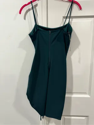 Windsor Dark Green Ruched Spaghetti Strap Mini Dress thumbnail 5