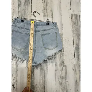 SheIn Women’s Distressed Denim Shorts Size Small Light Wash High Rise Frayed Hem thumbnail 6
