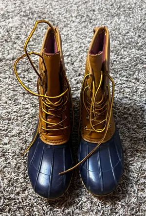 Women’s blue duck rubber boots. Size 7/8 thumbnail 1