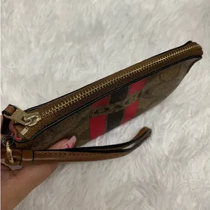 COACH Brown Coated Canvas Wristlet thumbnail 4