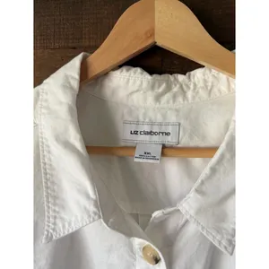Vintage White Button Front Shirt Dress Liz Claiborne Minimal Utility Midi Dress thumbnail 4