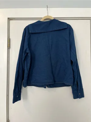 Velvet Heart Dark Blue Button Front Top Tie Collar Denim XL thumbnail 5