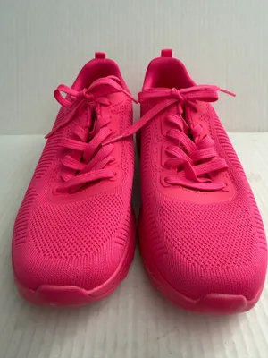 BOBS from Skechers Chaos Hot Pink Knit Lace-Up Sneakers thumbnail 2