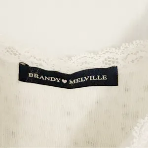 Brandy Melville Pastel Blue White Floral Lace Bow Stretchy Crop Tank Top thumbnail 4