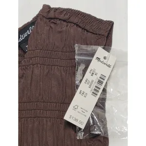 Madewell Brown The Melody Smocked Mini Dress Size XS NWT Cotton Poplin Summer thumbnail 10