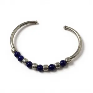 Silpada Sterling Silver and Blue Sodalite beaded flexible cuff bracelet. thumbnail 3