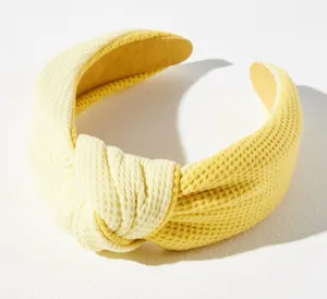 Anthropologie Pale Yellow Waffle Two Tone Knot Headband OS NWT thumbnail 1