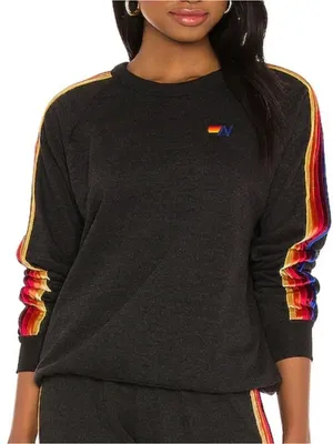 Aviator Nation Classic Velvet Stripes Sweatshirt Size: S thumbnail 1