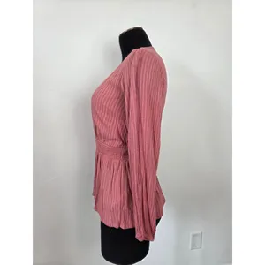 Downeast Pink Peplum Blouse Top Lolita Coquette Romantic Feminine Poetcore XS thumbnail 3