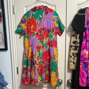 Les Amis Floral‎ Multicolor Button-Up Tiered Flowy Mini Dress thumbnail 3