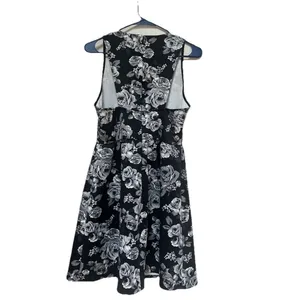 Altar’d State Fit & Flare Black Gray Short Dress Racer Back Romantic Chic Sz L thumbnail 2
