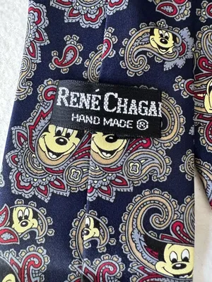 Disney Mickey Mouse Tie vintage Blue Paisley Neck Tie Silk Office Vacation. thumbnail 8