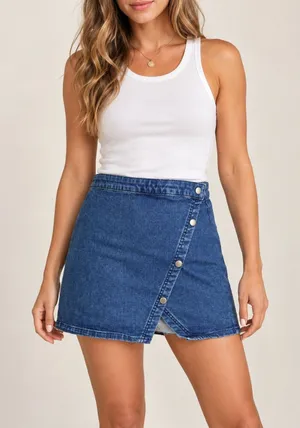 We The Free by Free People Denim Wrap Mini Skirt – Size 6 thumbnail 1