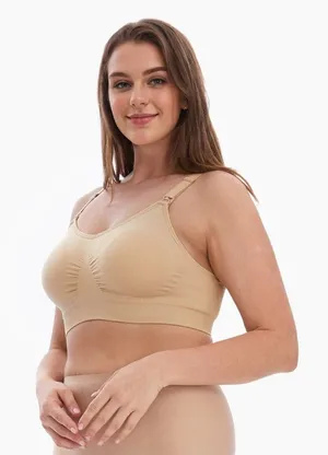 HOFISH‎ Bundle 2 Sz M Tan Full Bust Seamless Nursing Maternity Bras Bralette thumbnail 1