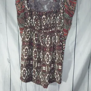 Boho Mixed Print Tunic Peasant Top With Lace Detail thumbnail 9