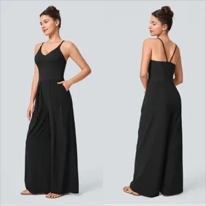 Halara Breezeful Wide Leg Jumpsuit Size Large NWT Black Pocket Quick Dry thumbnail 2