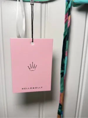Hello Molly XS Multicolor Off The Shoulder Puff Sleeves Crop Top Tropical Print thumbnail 6