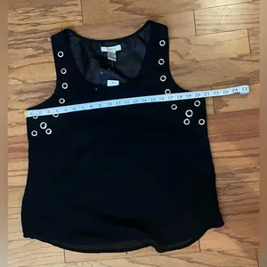 Pinky- Black with Silver Cut Out Tank Top Size XL thumbnail 4