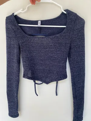 Cropped Navy Backless top Blue thumbnail 1