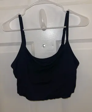 Aeropostale Aerie Basic Black Ribbed Cropped Tank Top - Size Large thumbnail 1
