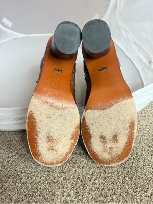 Coach Saddle Tan Leather Moto Buckle Heeled Ankle Booties Biker Size 8.5 Women's thumbnail 12