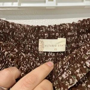 Altar’d State Brown Floral Ruffle Mini Skirt XS NWT Boho‎ Cottagecore thumbnail 4