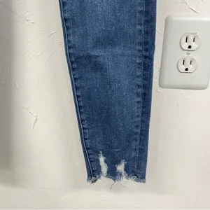 Good American Good Waist High Rise Skinny Jeans Womens 4 Raw Hem Blue Denim thumbnail 4