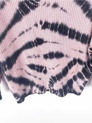 YFB Tie Dye Long Puff Sleeves Cropped Ribbed Knit Sweater Large Boho Casual thumbnail 5