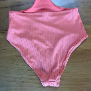 Aerie Ribbed Cut Out One‎ Piece Swimsuit Coral Peach XXS Full Coverage Monokini thumbnail 8