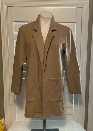 Women's Tan Cardigan Sweater Size L thumbnail 1