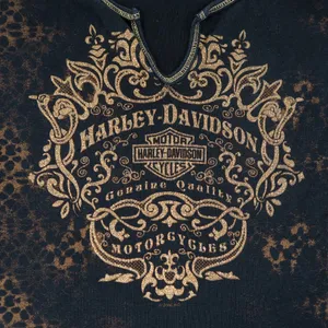 Y2K Harley Davidson Cheetah Gold Sparkly Tank Top Black Size L thumbnail 5