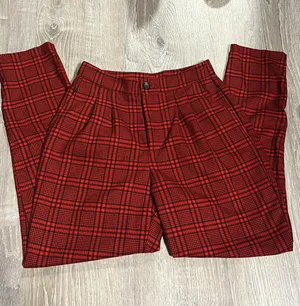 Forever 21 Red Plaid Pants thumbnail 1