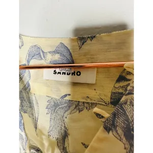 SANDRO Off White Floral Lace Up Neck Tie Mini Josella Dress Size Small thumbnail 8