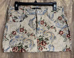 Rebelle Vengeance Retro Tapestry‎ Beige Colorful Skirt Small NWT thumbnail 1