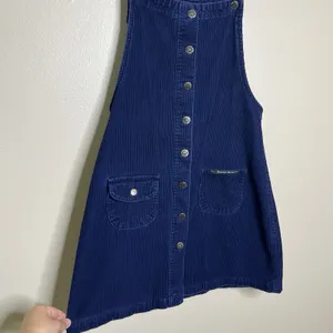 Women's Overall Dress Corduroy Ribbed Vtg 90s Grunge Navy Preppy M thumbnail 4