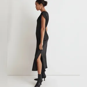 Madewell Black Wide V-Neck Midi Dress Size 00 thumbnail 3