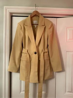 Avec Les Filles - Tailored Belted Women's Blazer Jacket - Cream thumbnail 5