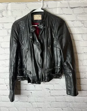 We the free heartbreaker Vintage inspired Black Leather Biker Jacket small thumbnail 1