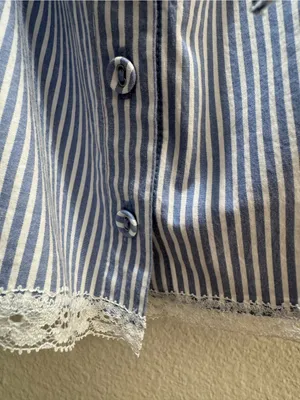 SKIMS NWT Crop Poplin Sleep Camisole In‎ Cadet Stripe Blue Size XL MSRP $44 thumbnail 9
