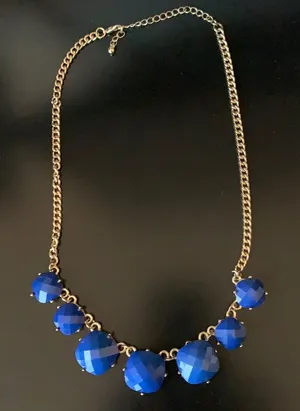 Francesca’s blue necklace with gold chain thumbnail 1
