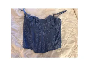 NEW Lace Bustier Mesh Sheer Boned Corset Crop Top Vintage Shapewear M thumbnail 4
