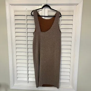 Zara Burnt Orange/Brown Ribbed Midi Dress With Back Detail Size Large‎ thumbnail 2