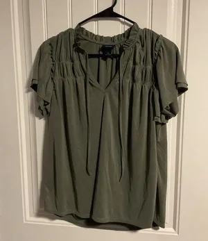 Daytrip Green Smocked Tie Front Blouse thumbnail 1