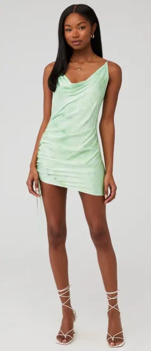 RAYS FOR‎ DAYS Women’s Viscose Elena Elegant Green Draped Dress Size M thumbnail 1