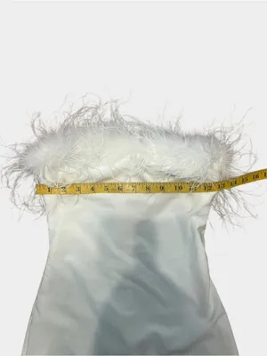 Alyce Paris 4524 White Feather Strapless Bodycon Mini Dress Size 00 Bridal Party thumbnail 10