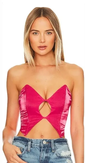 Superdown Clara Cut Out Top in Hot Pink XS thumbnail 1