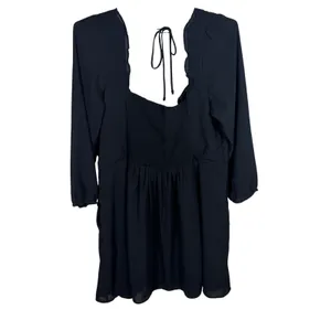 Abercrombie & Fitch Black Long Sleeve Mini Dress Smocked Back Pockets XL thumbnail 7