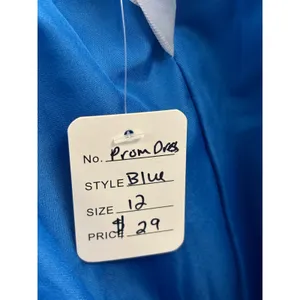 Royal Blue Off Shoulder‎ Prom Dress Lace Up Corset Back Chiffon Gown Size 12 thumbnail 4